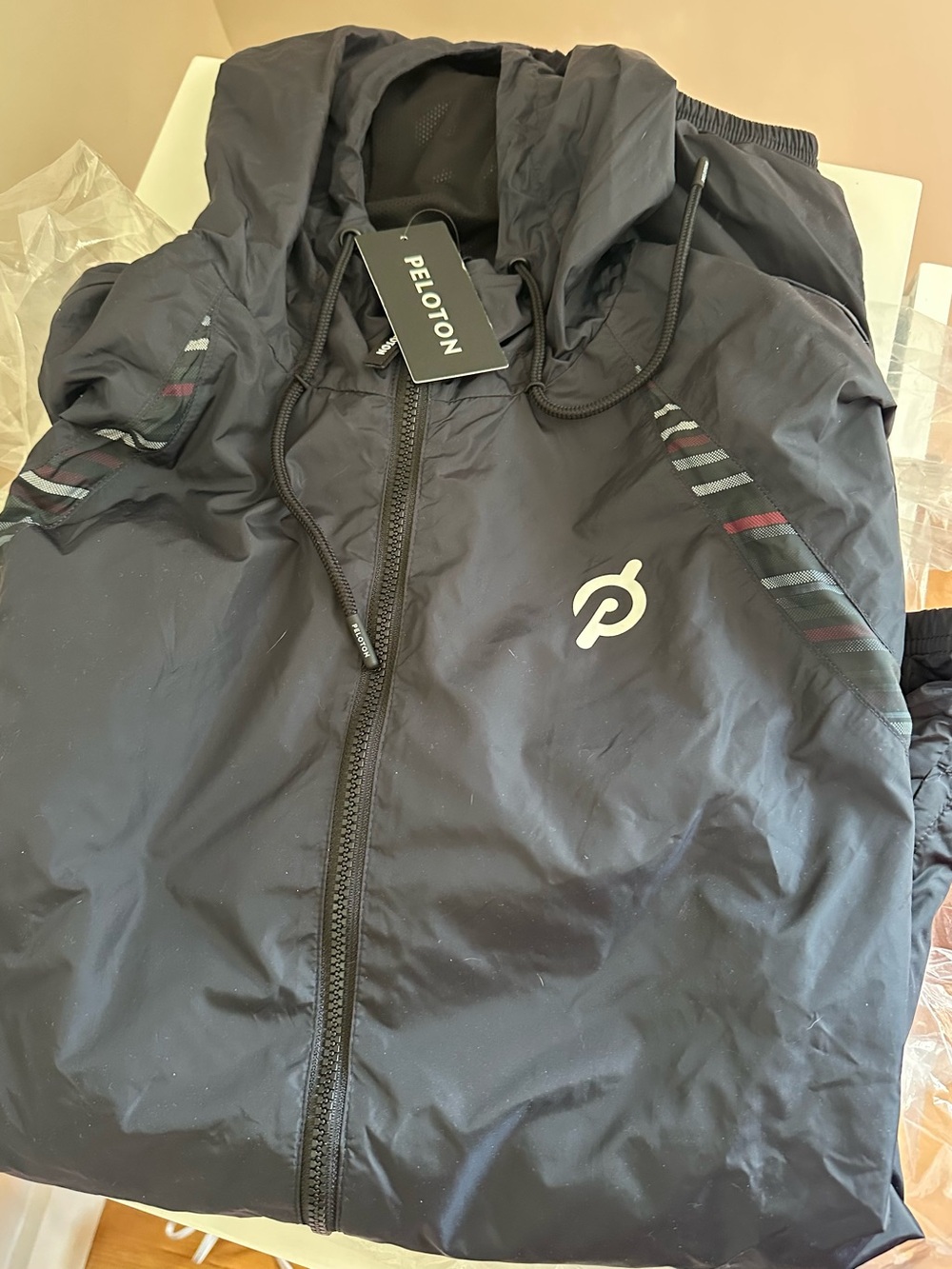 Peloton Black Hooded Windbreaker Jacket